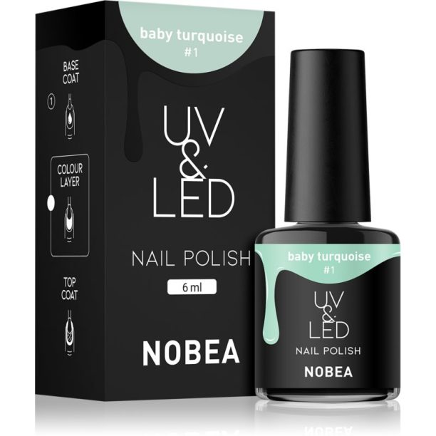 NOBEA UV & LED Nail Polish гел лак за нокти с използване на UV/LED лампа бляскав цвят Baby turquoise #1 6 мл. на ниска цена