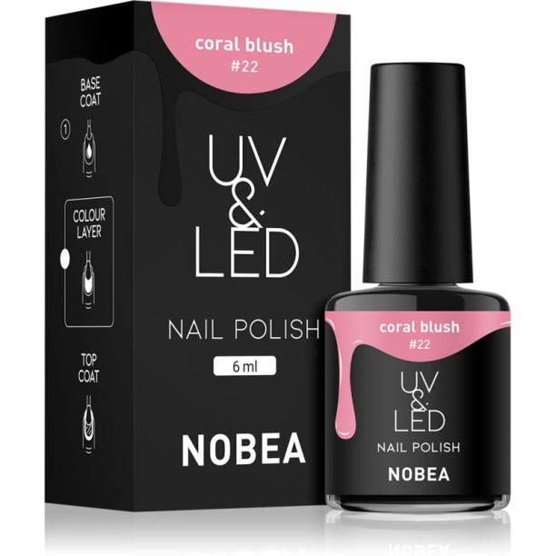 NOBEA UV & LED Nail Polish гел лак за нокти с използване на UV/LED лампа бляскав цвят Coral blush #22 6 мл. на ниска цена