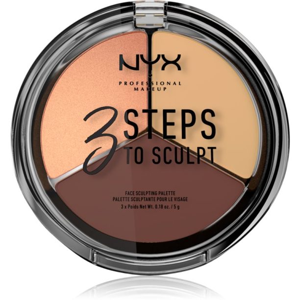 NYX Professional Makeup 3 Steps To Sculpt контурираща палитра за лице цвят 03 Medium 15 гр.