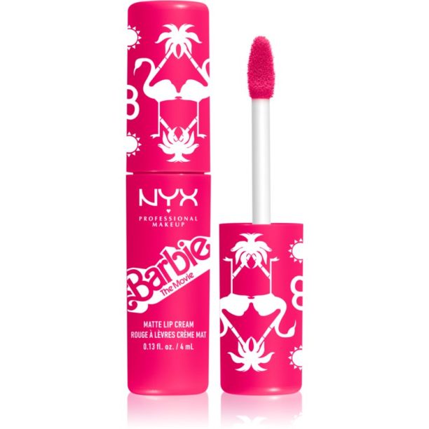 NYX Professional Makeup Barbie Smooth Whip Matte Lip Cream матиращо течно червило цвят 01 Dreamhouse Pink 4 мл. на ниска цена