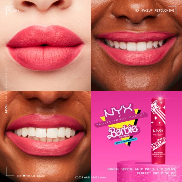 NYX Professional Makeup Barbie Smooth Whip Matte Lip Cream матиращо течно червило цвят 02 Perfect Day Pink 4 мл. купи на топ цена