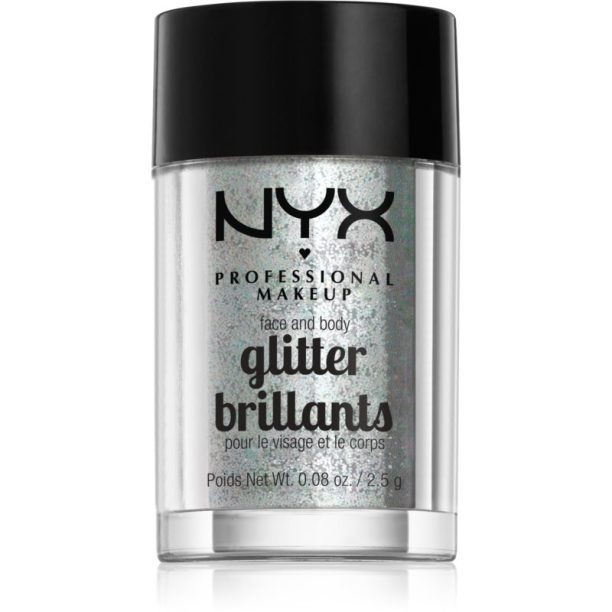 NYX Professional Makeup Face & Body Glitter Brillants брокат за лице и тяло цвят 07 Ice 2.5 гр.