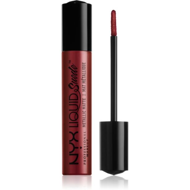 NYX Professional Makeup Liquid Suede™ Metallic Matte водоустойчиво течно червило с метален завършек цвят 35 Biker Babe 4 мл.