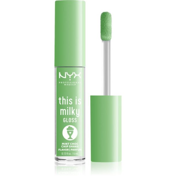 NYX Professional Makeup This is Milky Gloss Milkshakes хидратиращ блясък за устни парфюмиран цвят 15 Mint Choc Chip Shake 4 мл.