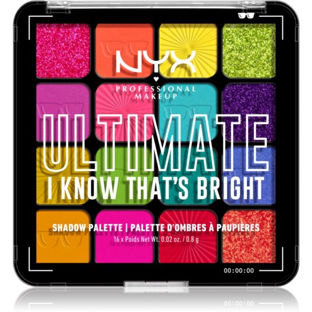 NYX Professional Makeup Ultimate Shadow Palette сенки за очи цвят I Know That's Bright 16 бр. на ниска цена