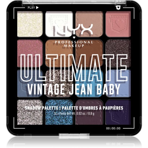 NYX Professional Makeup Ultimate Shadow Palette сенки за очи цвят Vintage Jean Baby 16 бр. на ниска цена