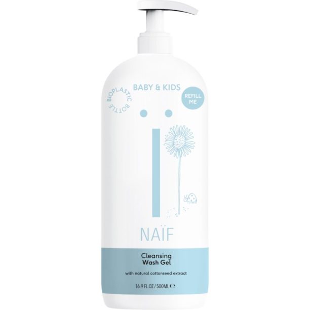 Naif Baby & Kids Cleansing Wash Gel почистващ и миещ гел за деца и бебета Refill Me 500 мл.