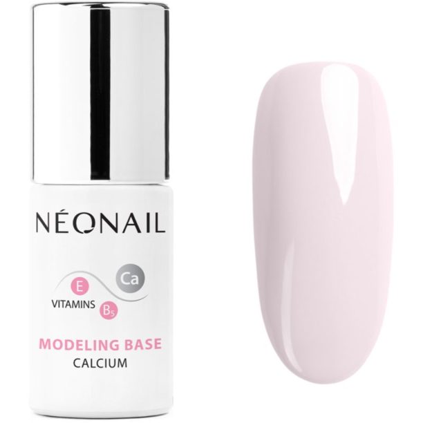 NeoNail Modeling Base Calcium основен лак за нокти с гел с калций цвят Basic Pink 7