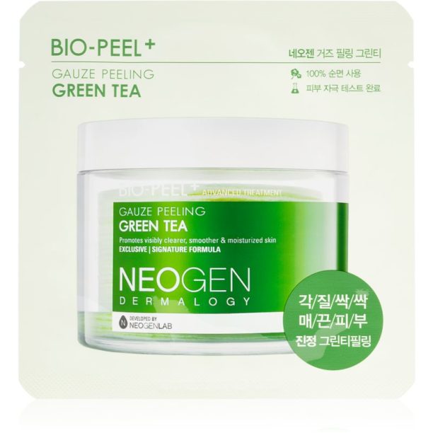 Neogen Dermalogy Bio-Peel+ Gauze Peeling Green Tea ексфолиращи тампони за лице за освежаване и хидратация 1 бр.