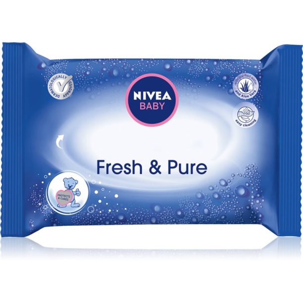 Nivea Baby Fresh & Pure почистващи кърпички с алое вера 63 бр.