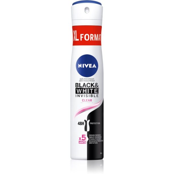 Nivea Black & White Invisible  Clear антиперспирант-спрей за жени 200 мл.