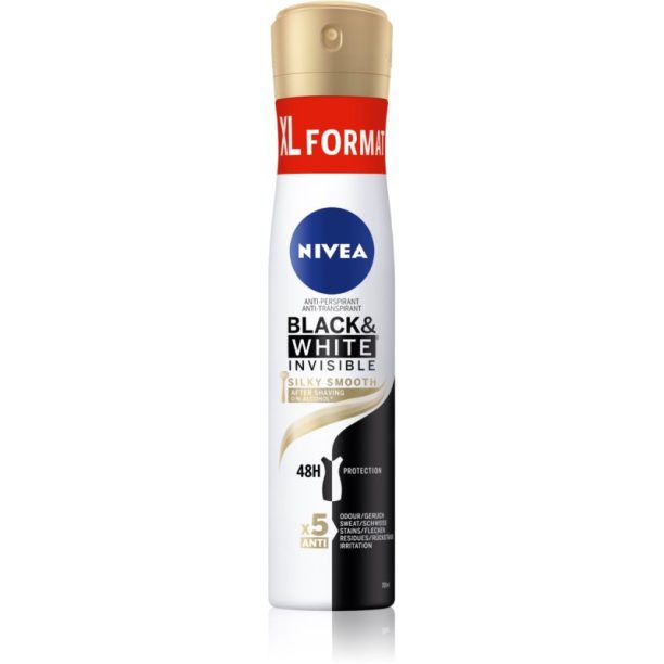 Nivea Black & White Invisible  Silky Smooth антиперспирант-спрей за жени 200 мл.