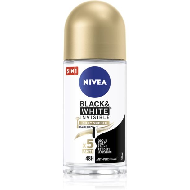 Nivea Invisible Black & White Silky Smooth рол-он и антиперспирант за жени 50 мл.