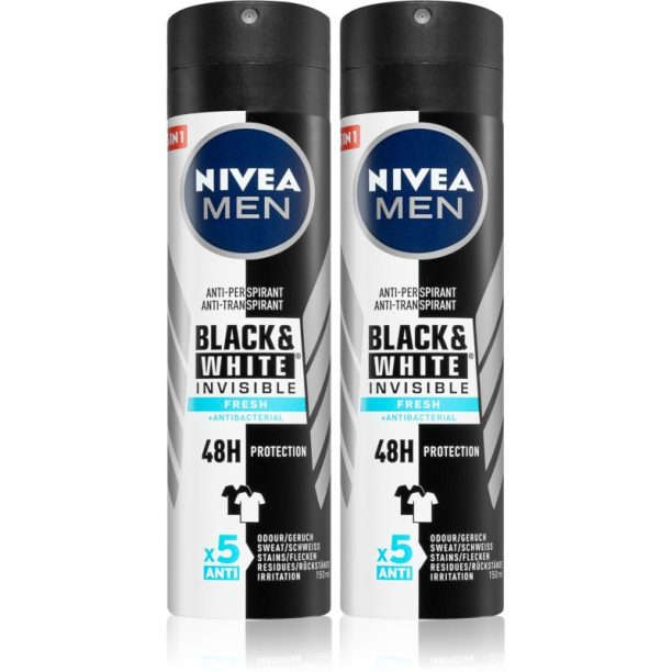 Nivea Men Black & White Fresh антиперспирант-спрей (изгодна опаковка) за мъже