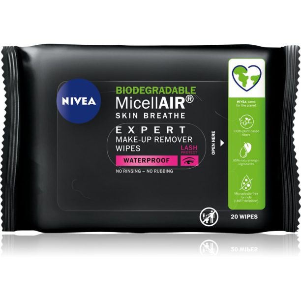 Nivea MicellAir  Expert мицеларни кърпички за почистване на грим 20 бр.