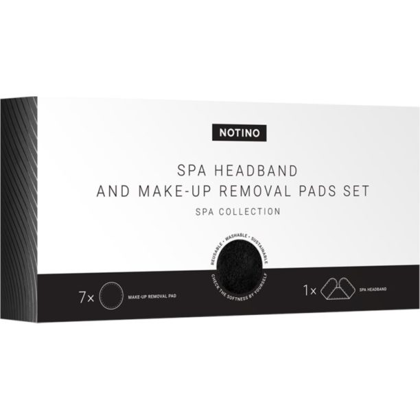 Notino Spa Collection Spa headband and make-up removal pads set комплект за премахване на грим и спа лента за глава Black 7 бр. купи на топ цена