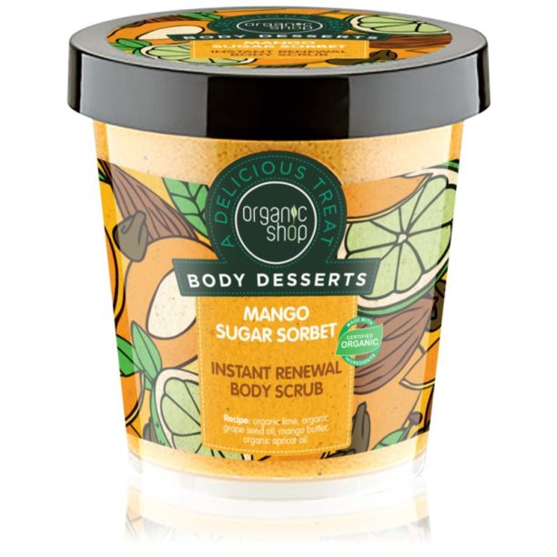 Organic Shop Body Desserts Mango Sugar Sorbet обновяващ захарен пилинг за тяло 450 мл.