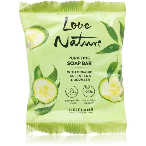 Oriflame Love Nature Green Tea & Cucumber твърд сапун с млечна киселина 75 гр.