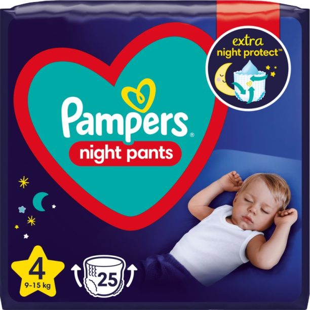 Pampers Night Pants Size 4 еднократни пелени гащички за нощ 9-15 kg 25 бр.