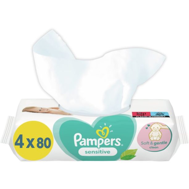 Pampers Sensitive XXL мокри почистващи кърпички за деца за чувствителна кожа 4x80 бр.