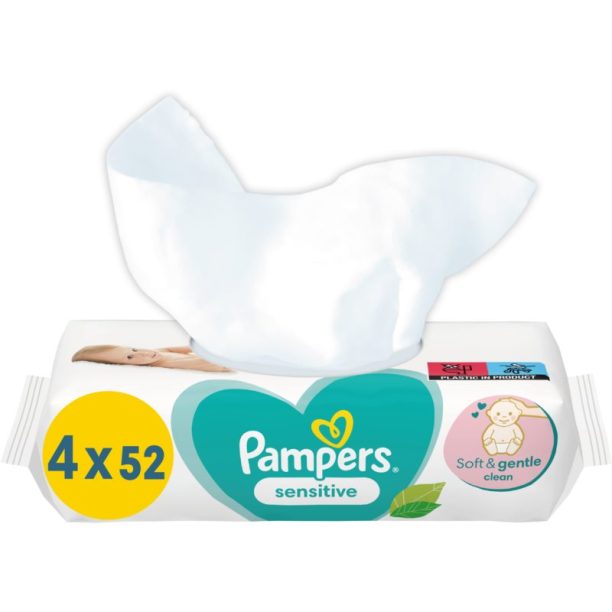 Pampers Sensitive нежни мокри кърпички за бебета за чувствителна кожа 4x52 бр.