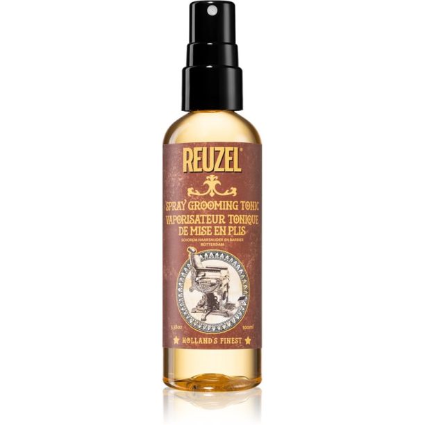 Reuzel Spray Grooming Tonic термозащитен спрей за оформяне с преса и маша за естествена фиксация за фина коса 100 мл.