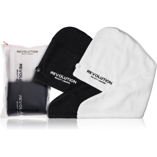 Revolution Haircare Microfibre Hair Wraps хавлия За коса цвят Black/White 2 бр.