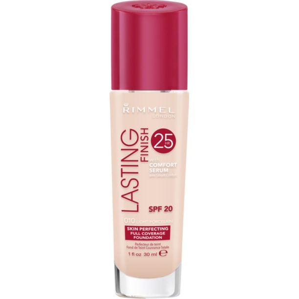 Rimmel Lasting Finish 25H течен фон дьо тен SPF 20 цвят 010 Rose Ivory 30 мл. на ниска цена