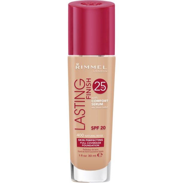 Rimmel Lasting Finish 25H течен фон дьо тен SPF 20 цвят 400 Natural Beige 30 мл. на ниска цена