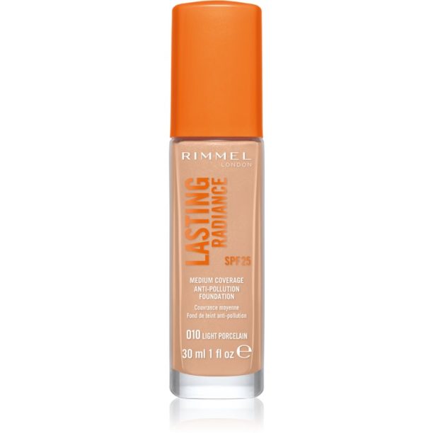 Rimmel Lasting Radiance озаряващ фон дьо тен SPF 25 цвят 010 Light Porcelain 30 мл.