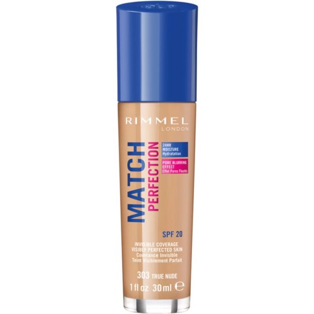 Rimmel Match Perfection течен фон дьо тен SPF 20 цвят 303 True Nude 30 мл.