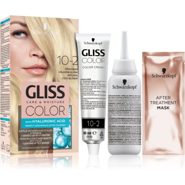 Schwarzkopf Gliss Color перманентната боя за коса цвят 10-2 Natural Cool Blonde на ниска цена