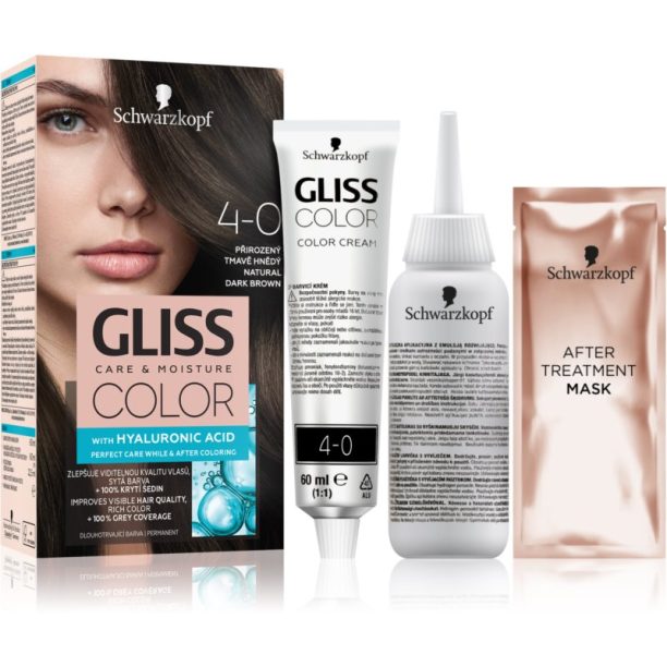 Schwarzkopf Gliss Color перманентната боя за коса цвят 4-0 Natural Dark Brown