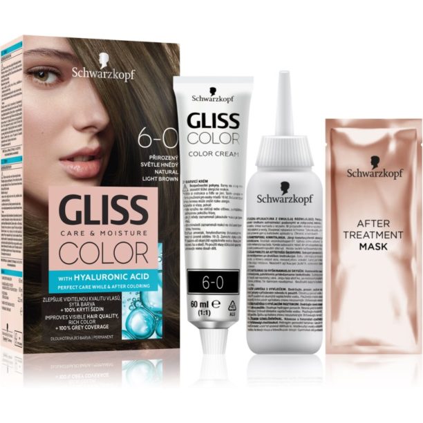 Schwarzkopf Gliss Color перманентната боя за коса цвят 6-0 Natural Light Brown на ниска цена