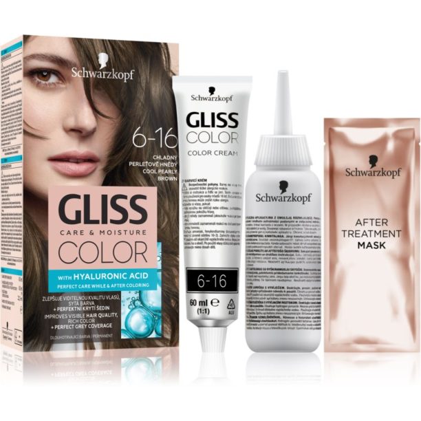 Schwarzkopf Gliss Color перманентната боя за коса цвят 6-16 Cool Pearly Brown на ниска цена