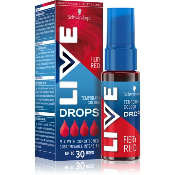 Schwarzkopf LIVE Drops отмиващ се цветен нюанс цвят Fiery Red 30 мл. на ниска цена