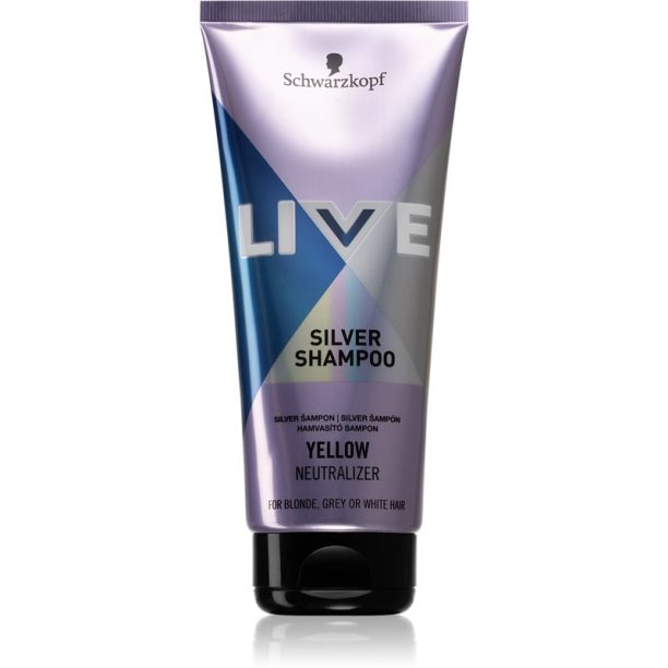 Schwarzkopf LIVE Silver почистващ шампоан неутрализиращ жълтеникавите оттенъци 200 мл.