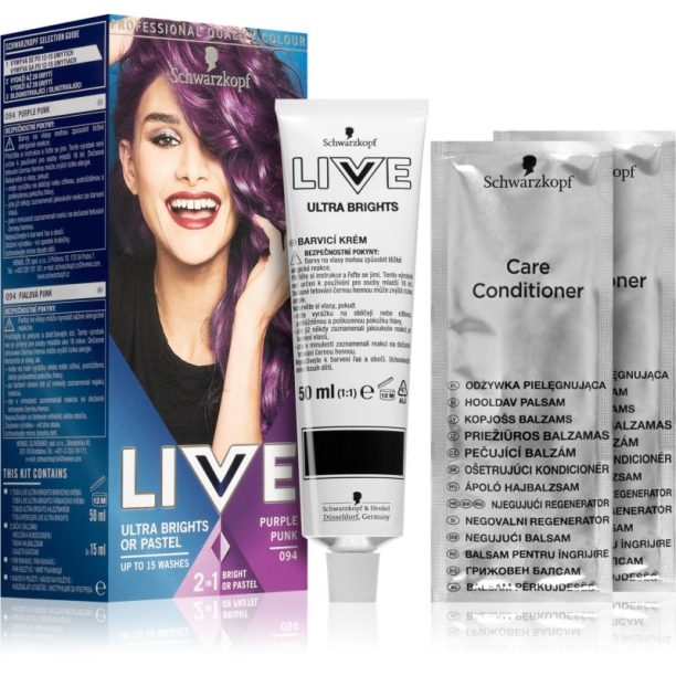 Schwarzkopf LIVE Ultra Brights or Pastel полу-перманента боя за коса цвят 94 Purple Punk