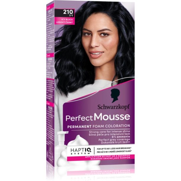 Schwarzkopf Perfect Mousse перманентната боя за коса цвят 210 Icy Black на ниска цена