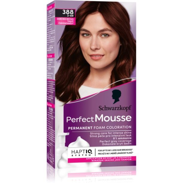 Schwarzkopf Perfect Mousse перманентната боя за коса цвят 388 Dark red brown на ниска цена