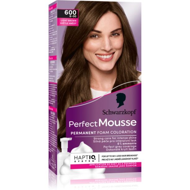 Schwarzkopf Perfect Mousse перманентната боя за коса цвят 600 Light brown на ниска цена