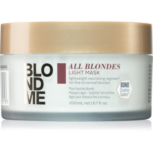 Schwarzkopf Professional Blondme All Blondes Light подхранваща маска  за фина към нормална коса 200 мл.