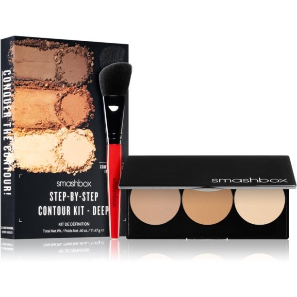 Smashbox Step By Step Contour Kit контурираща палитра за лице с четка цвят Light/Medium 11.47 гр. на ниска цена