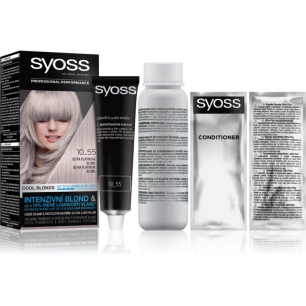 Syoss Cool Blonds перманентната боя за коса цвят 10-55 Ultra platinum blond на ниска цена