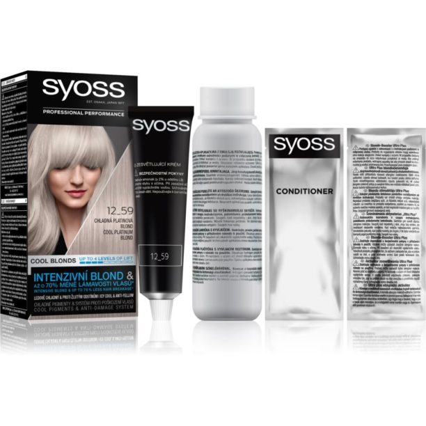 Syoss Cool Blonds перманентната боя за коса цвят 12-59 Cool platinum blond на ниска цена