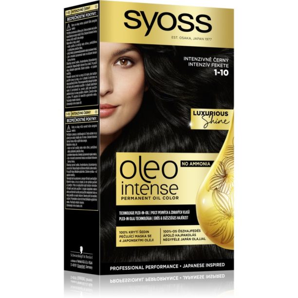 Syoss Oleo Intense перманентната боя за коса с олио цвят 1-10 Intense Black 1 бр.