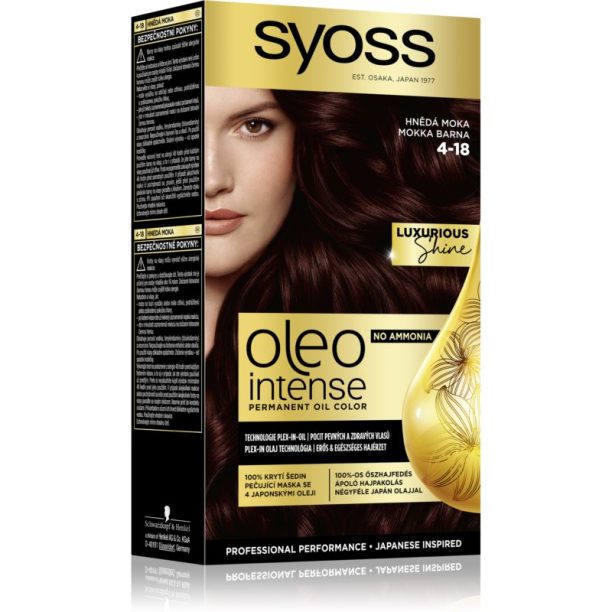 Syoss Oleo Intense перманентната боя за коса с олио цвят 4-18 Mokka Brown 1 бр.