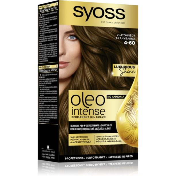 Syoss Oleo Intense перманентната боя за коса с олио цвят 4-60 Gold Brown 1 бр.