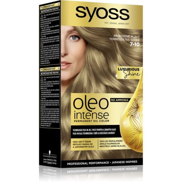 Syoss Oleo Intense перманентната боя за коса с олио цвят 7-10 Natural Blond 1 бр.