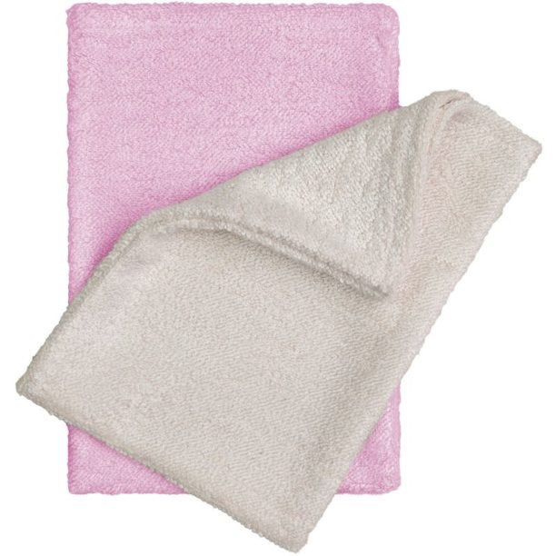 T-Tomi Bamboo Washcloth Natur + Pink кърпа за измиване 14x20 cm 2 бр.